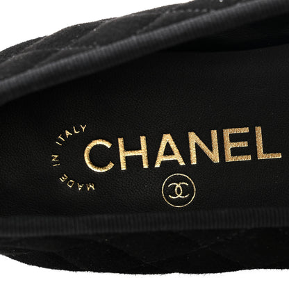 Chanel Suede Quilted Cap Toe CC Ballerina Flats 39.5 Black 7 of 11