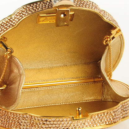 Judith Leiber Swarovski Crystal Minaudiere Clutch Gold 9 of 10