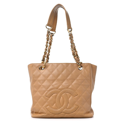 Chanel Caviar Quilted Petit Shopping Tote PST Beige 1 of 21