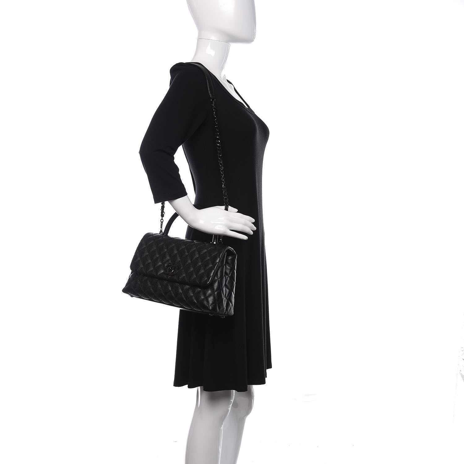 Chanel Caviar Quilted Small Coco Handle Flap So Black 3 of 12