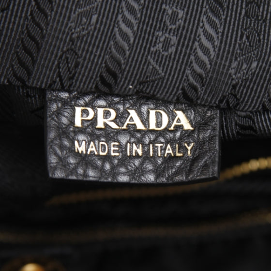 Prada Tessuto Vitello Leather Tote Black 12 of 13