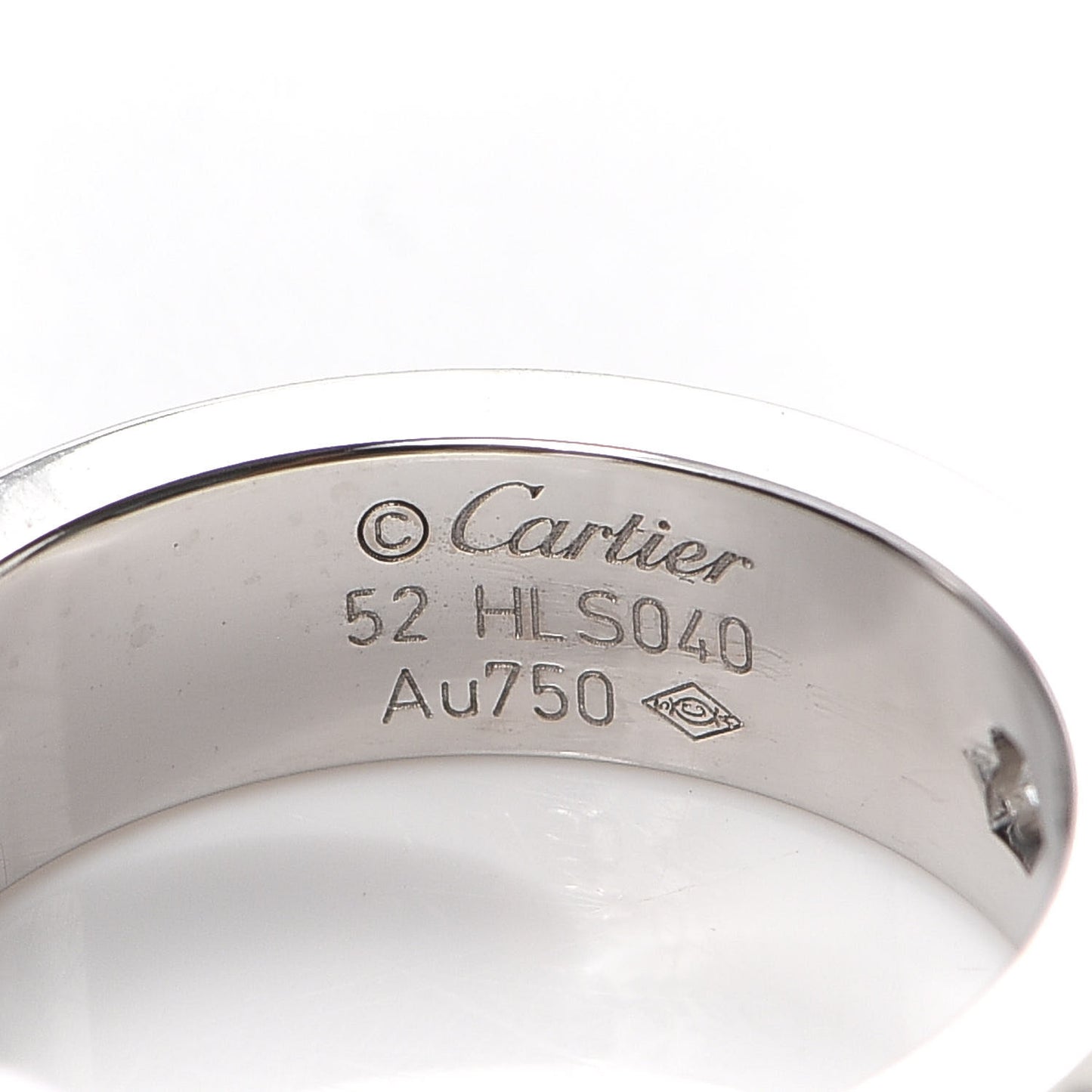 18K White Gold 3 Diamond 5.5mm LOVE Ring 52 6
