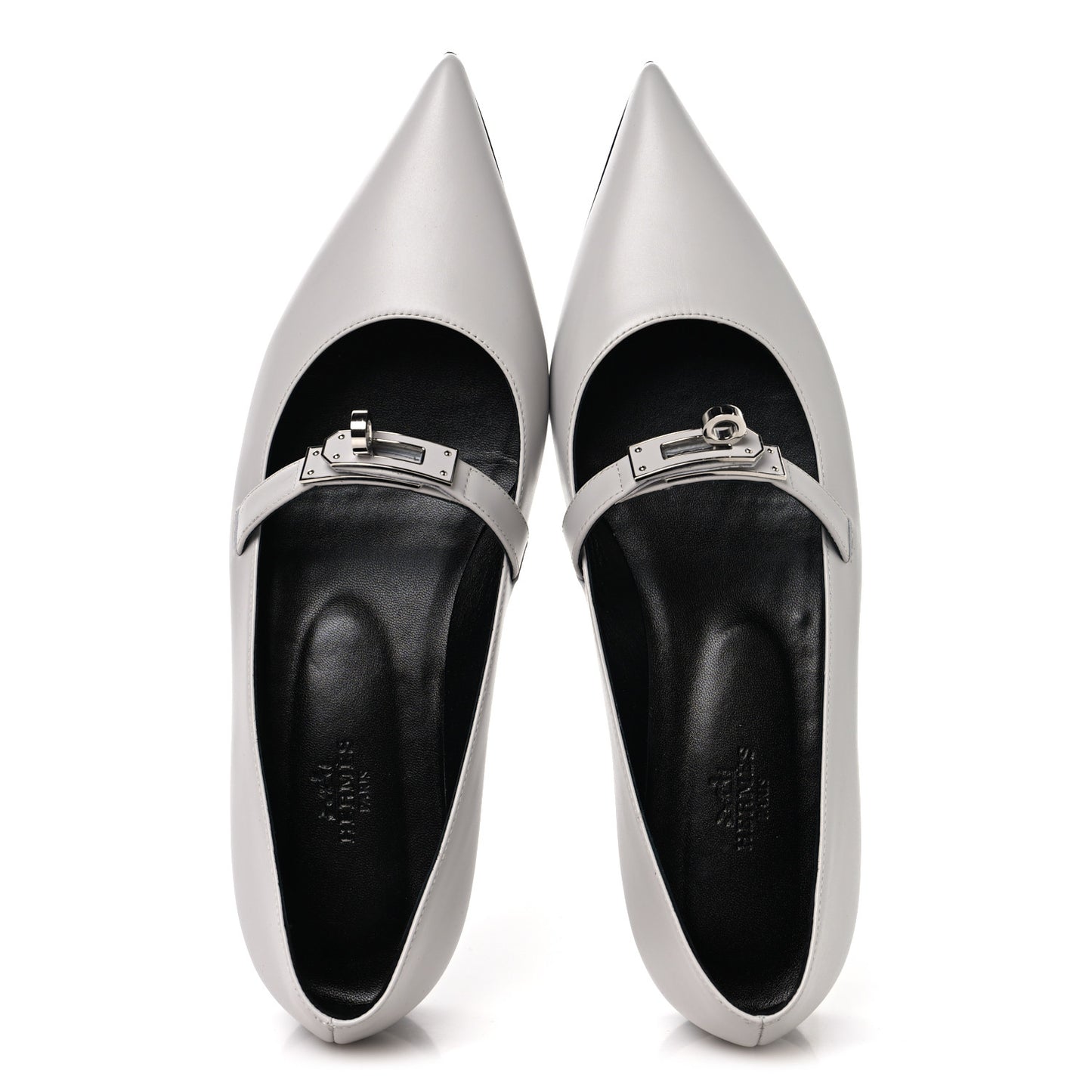 Calfskin Kelly Ballet Flat 37.5 Gris Clair