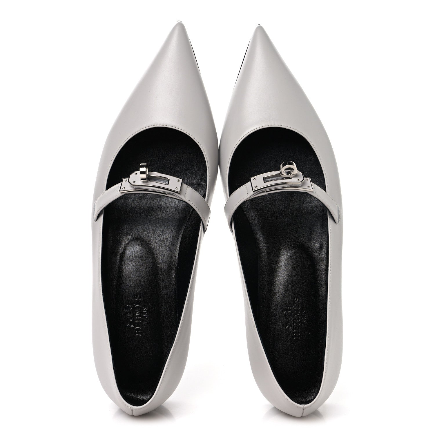 Hermes Calfskin Kelly Ballet Flat 37.5 Gris Clair 2 of 9