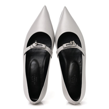 Hermes Calfskin Kelly Ballet Flat 37.5 Gris Clair 2 of 9