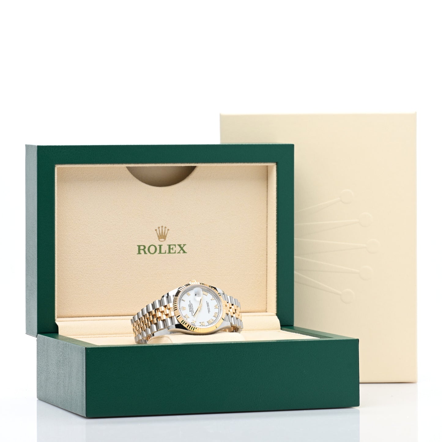 Stainless Steel 18K Yellow Gold 36mm Oyster Perpetual Datejust Watch White Roman 126233