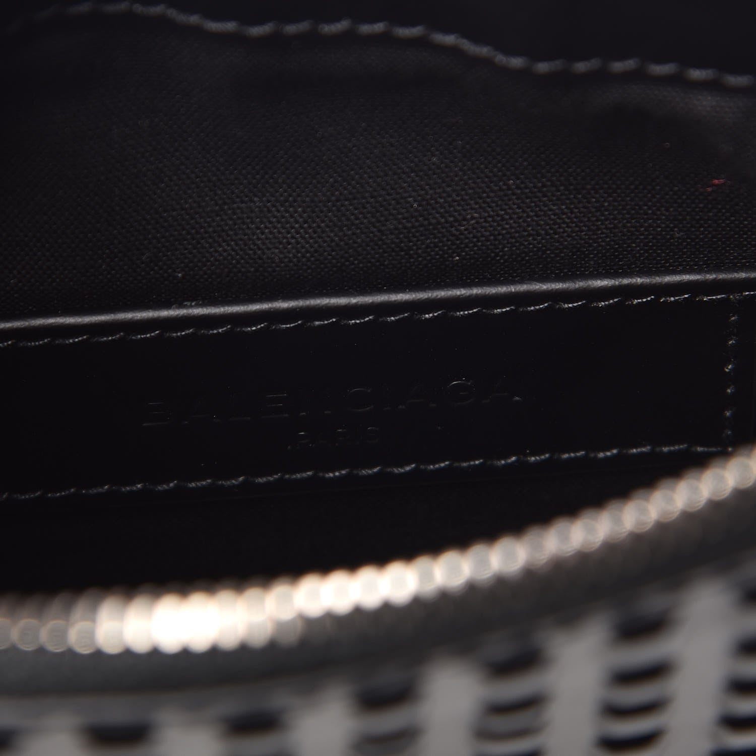 Balenciaga Calfskin Grid Embossed Pouch Black 6 of 9