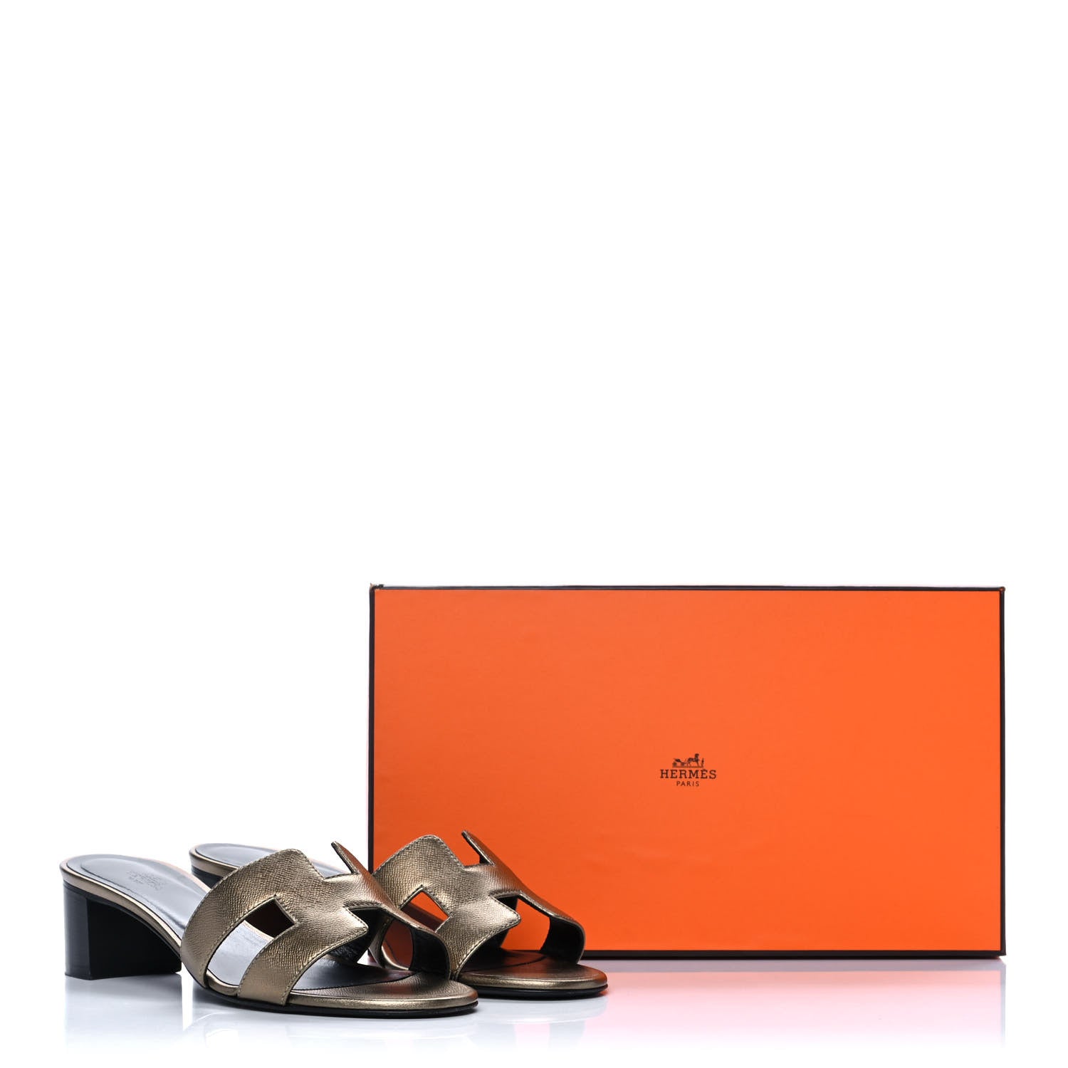 Hermes Metallic Epsom Oasis Sandals 37 Vert Bronze 9 of 9