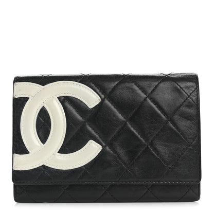 Chanel Calfskin Quilted Cambon Flap Wallet Black White 1 of 13