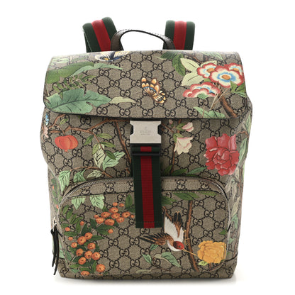 Gucci GG Supreme Monogram Tian Web Single Buckle Backpack Beige Multicolor New Acero 1 of 11