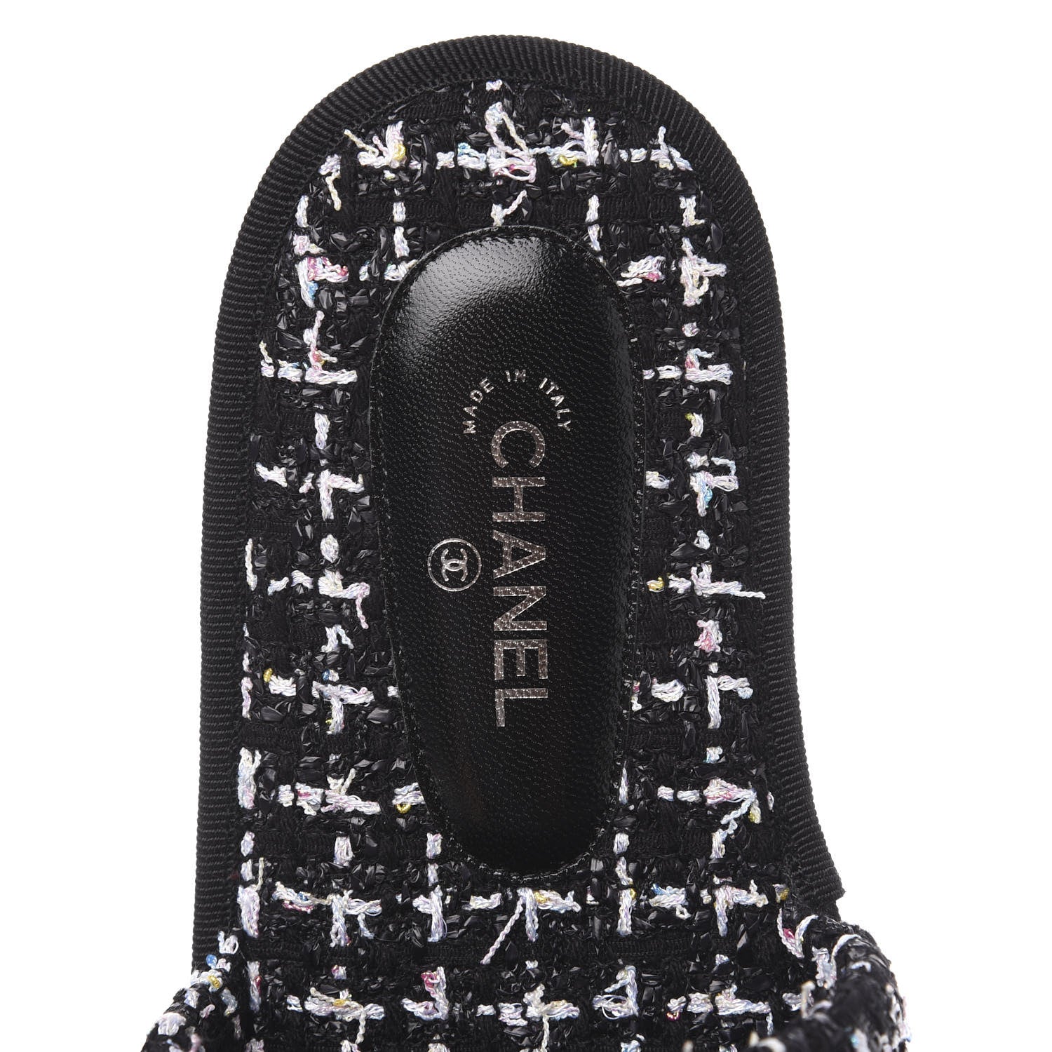 Chanel Tweed CC Flat Mules XS Black 5 of 6
