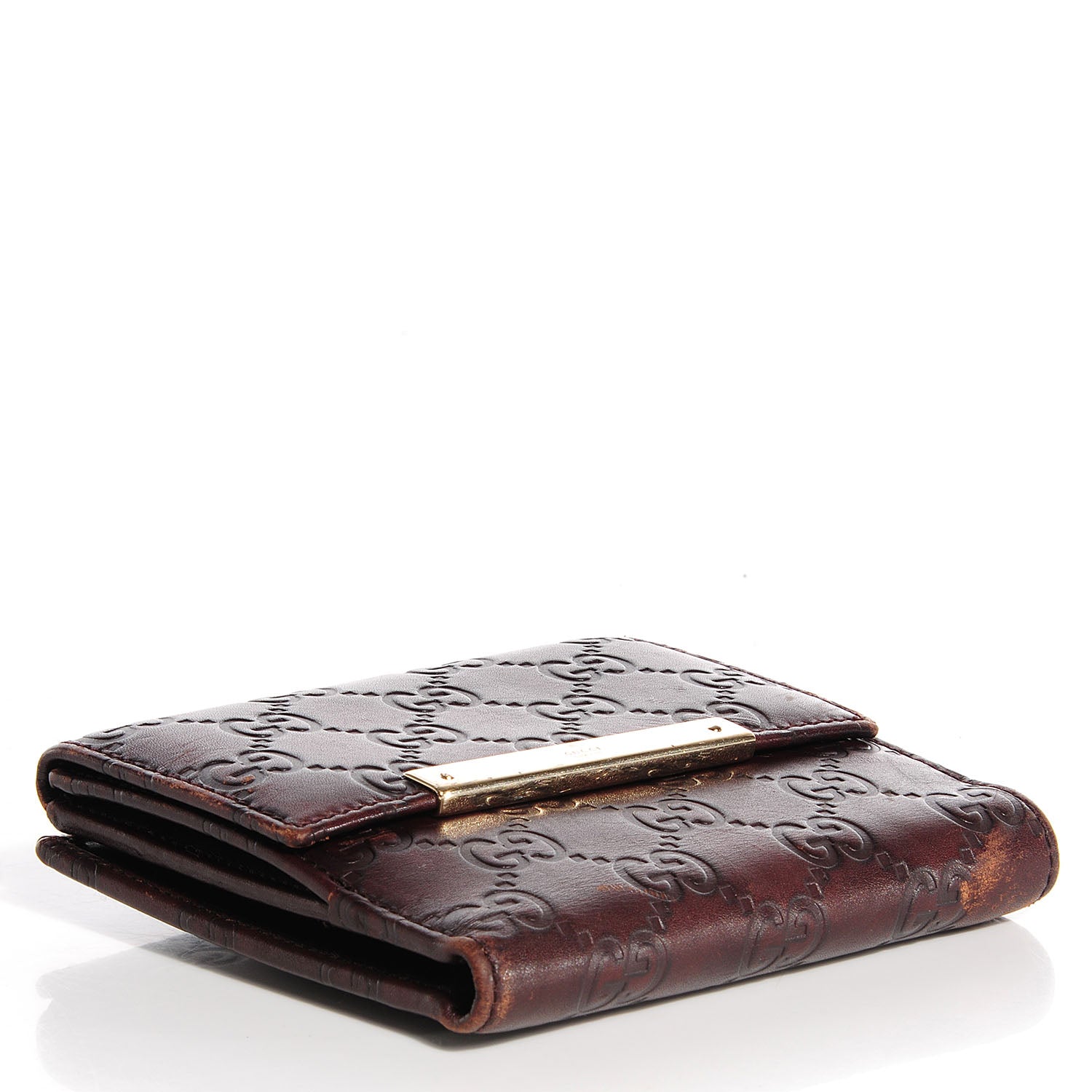 Gucci Guccissima Metal Bar French Flap Wallet Dark Chocolate 4 of 8