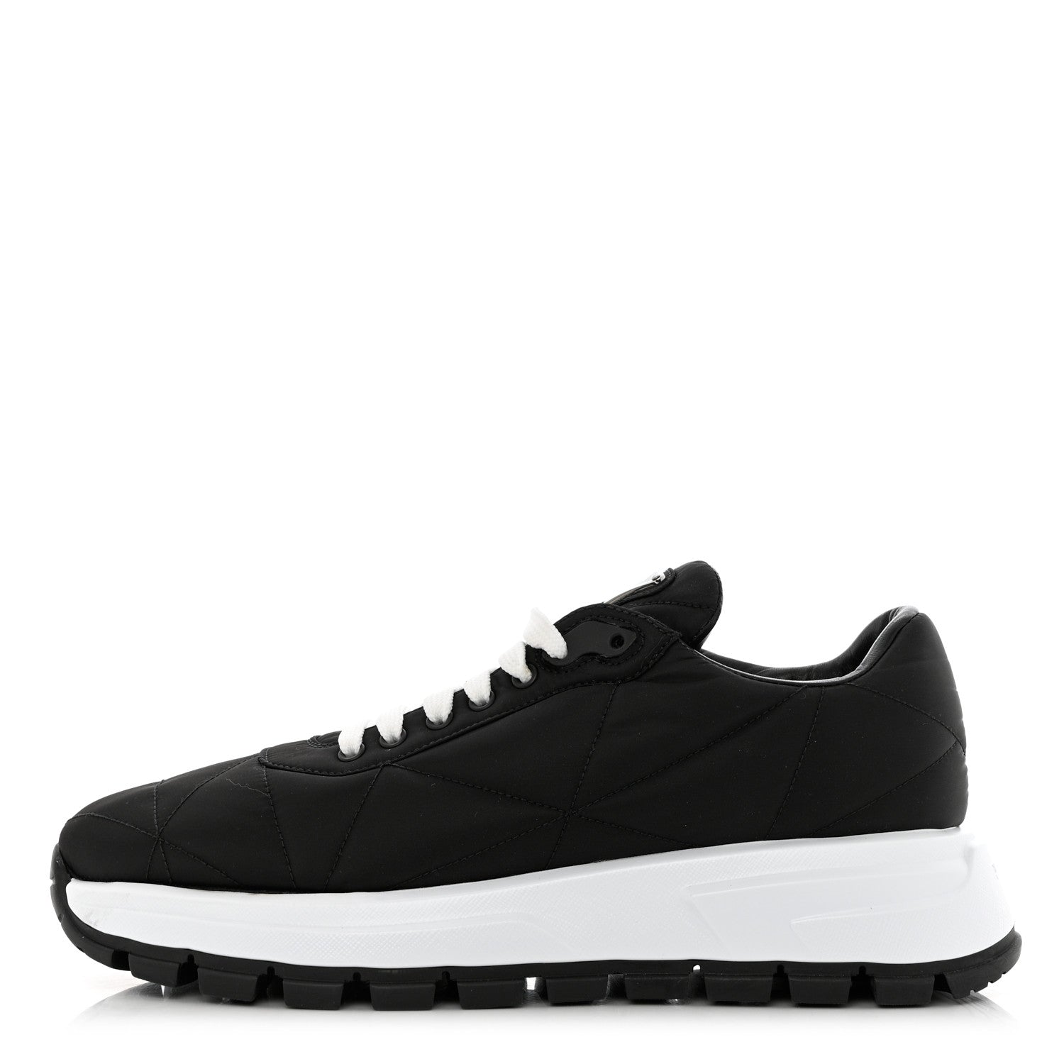 Prada Re-Nylon Piuma Metal Triangle Logo Quilted 45mm Sneakers 41 Black 1 of 9