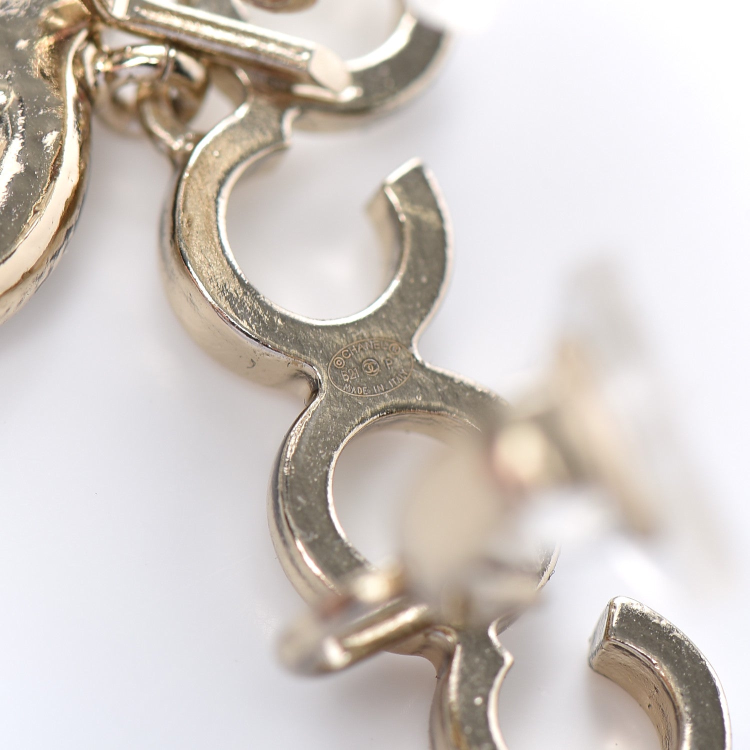 Chanel Metal Pearl CC Coco Climber Clip On Earrings Gold 4 of 4