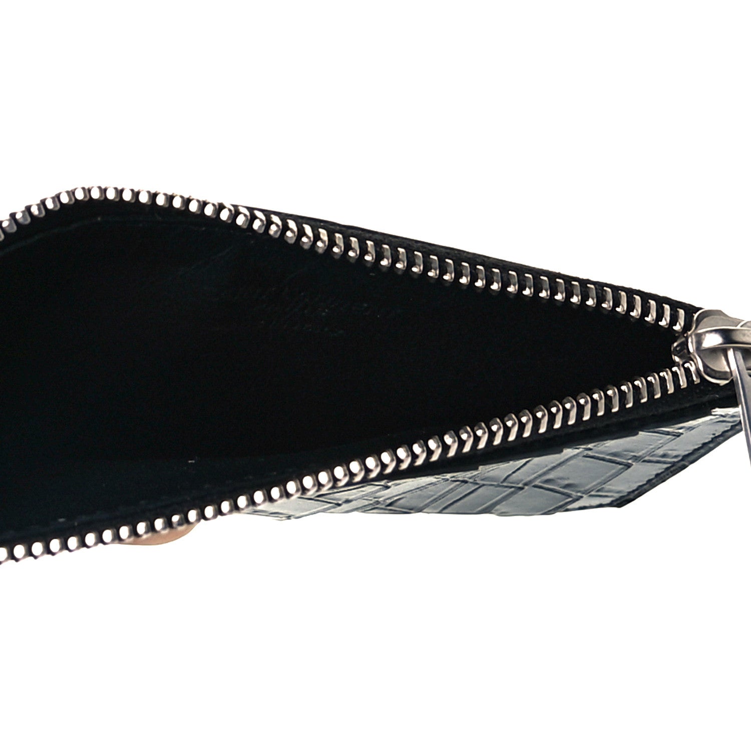 Saint Laurent Calfskin Crocodile Embossed 5 Fragments Zip Pouch Card Holder Black 6 of 10