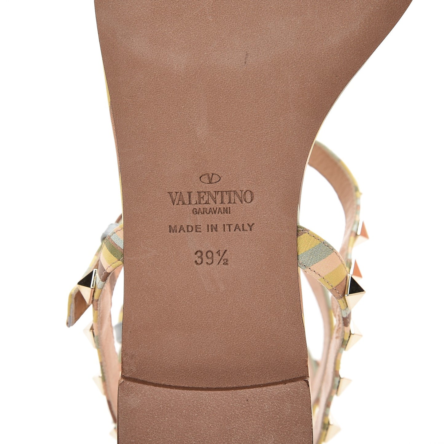 Calfskin Native Couture 1975 Rockstud Ankle Wrap Flat Thong Sandals 39.5 Multicolor
