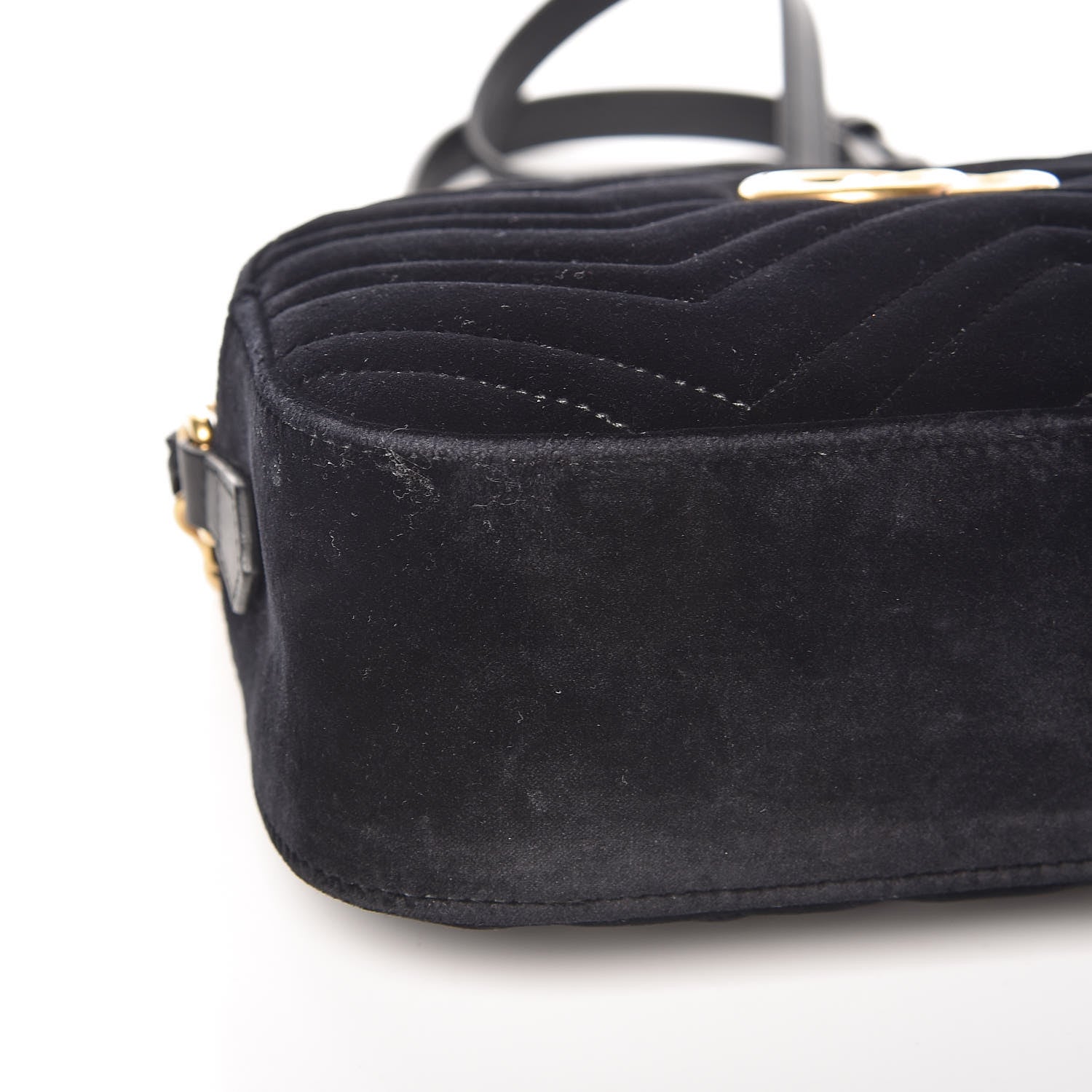 Gucci Velvet Matelasse Small GG Marmont Chain Shoulder Bag Black 12 of 21