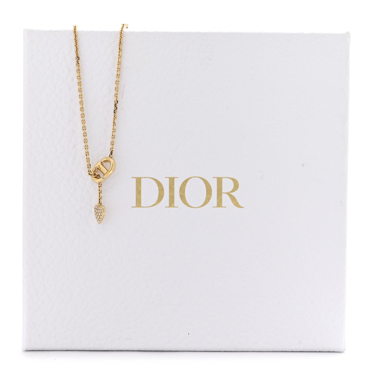 Christian Dior Crystal CD Heart Pendant Necklace Gold 7 of 7