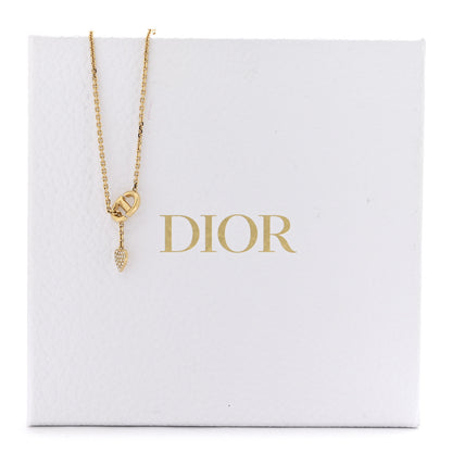 Christian Dior Crystal CD Heart Pendant Necklace Gold 7 of 7