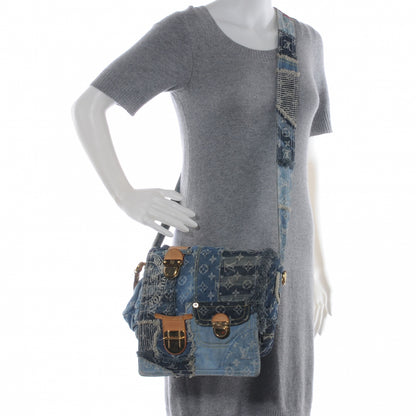 Louis Vuitton Denim Patchwork Posty Messenger Bag Blue 2 of 7