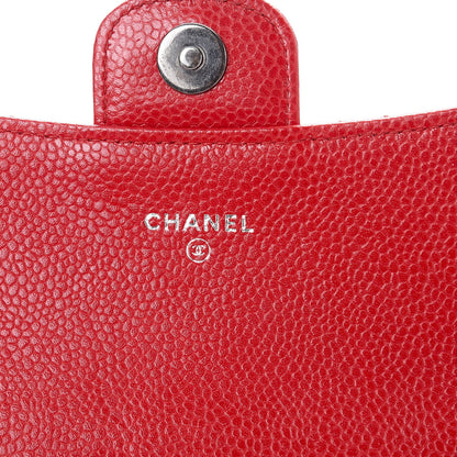 Chanel Caviar Quilted Wallet With Chain Red 9 of 11