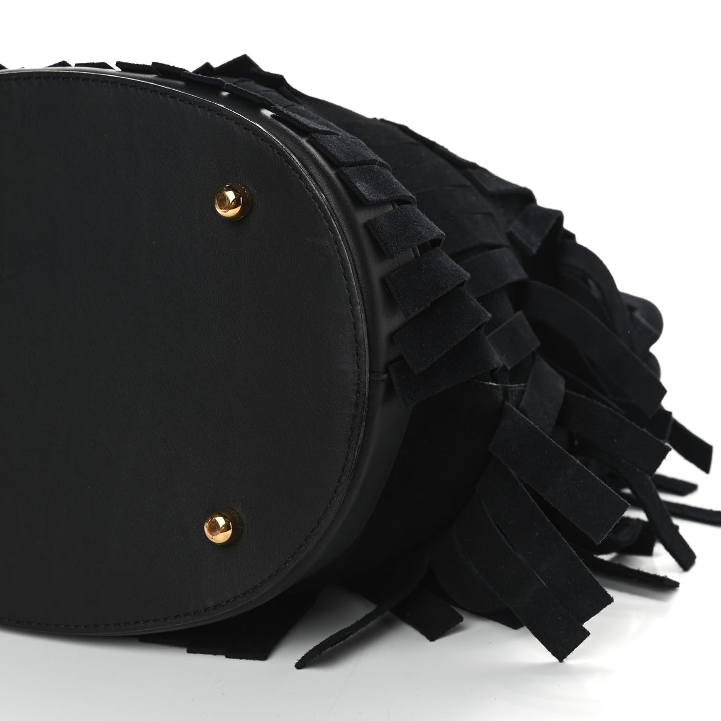 Prorsum Suede Fringe Bucket Bag Black