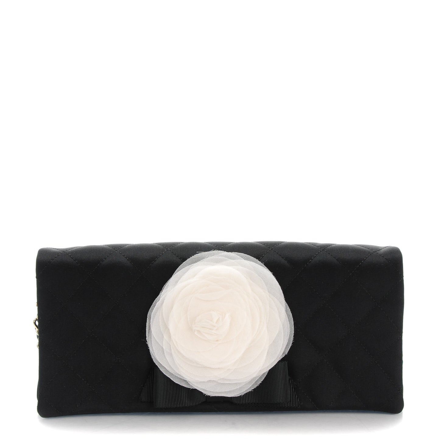 Nylon Quilted Camellia Flap Black