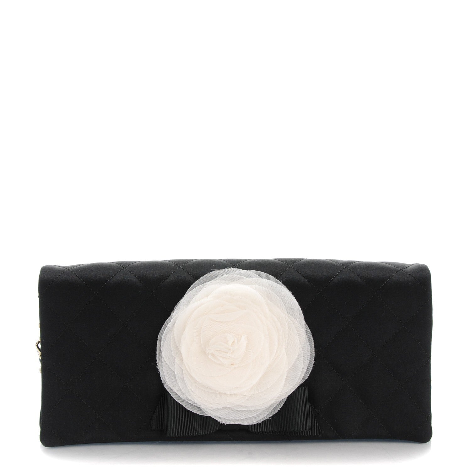 Chanel Nylon Quilted Camellia Flap Black 1 of 7