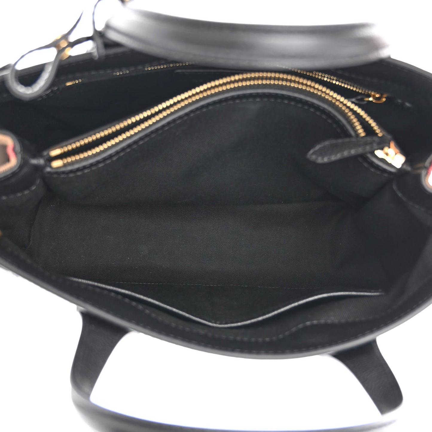 Grainy Calfskin House Check Medium Banner Tote Black