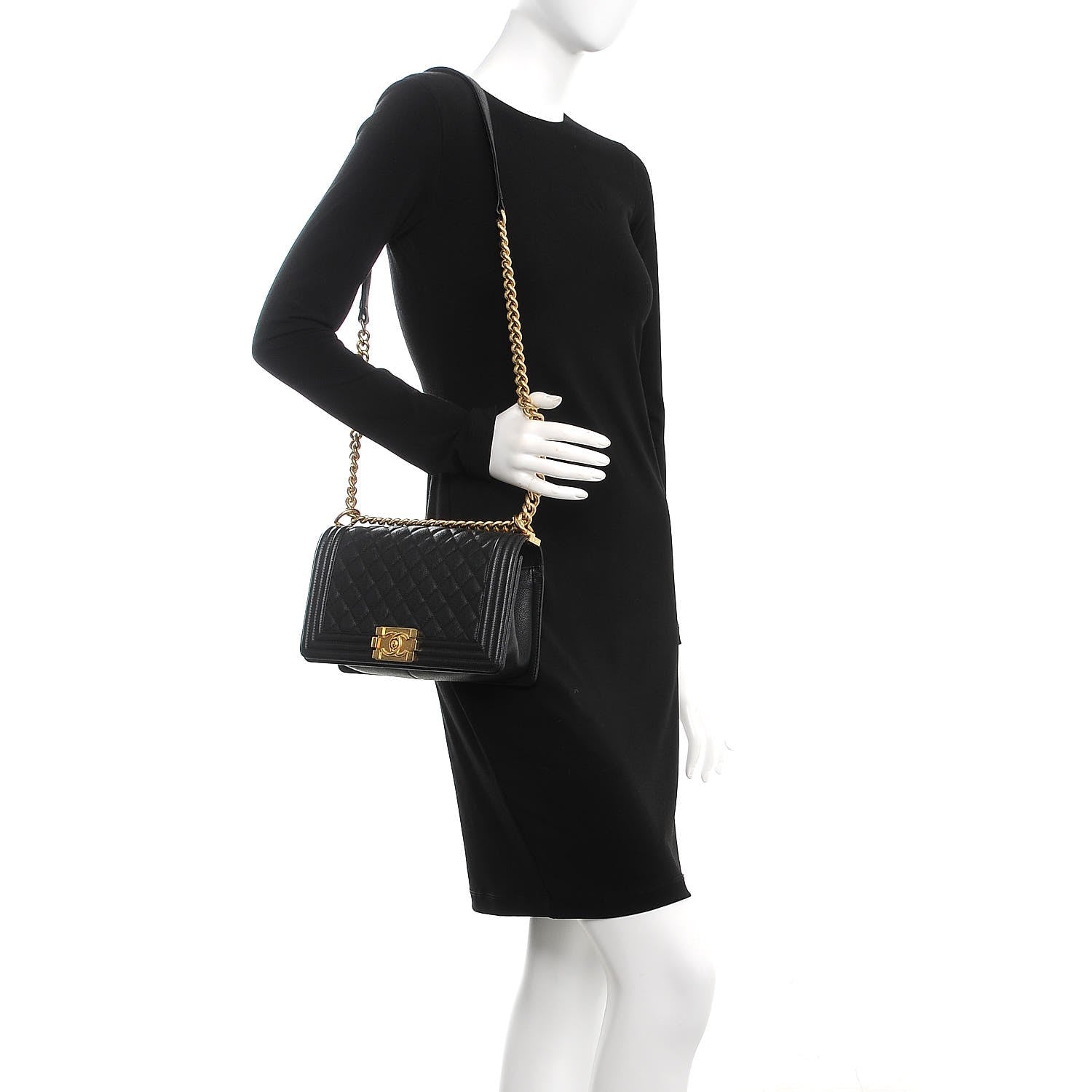 Chanel Caviar Quilted Medium Boy Flap Black 2 of 7