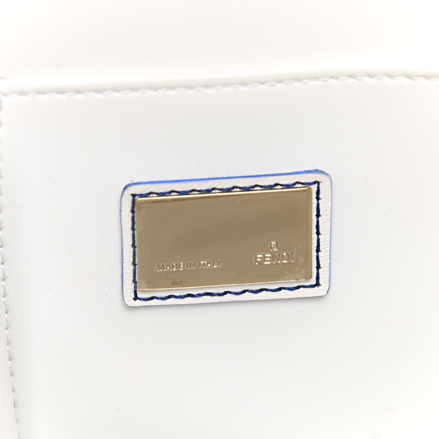 Fendi Calfskin Canvas Basket Sea Medium Tote White Blue 7 of 28