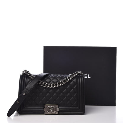 Chanel Lambskin Quilted Medium Boy Flap Black 8 of 8