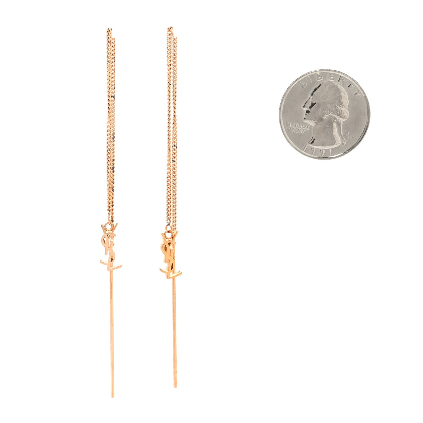 Metal Monogram Pendant Threader Earrings Gold