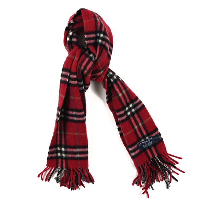 Burberry Cashmere Giant Check Fringe Scarf Red 1 of 3