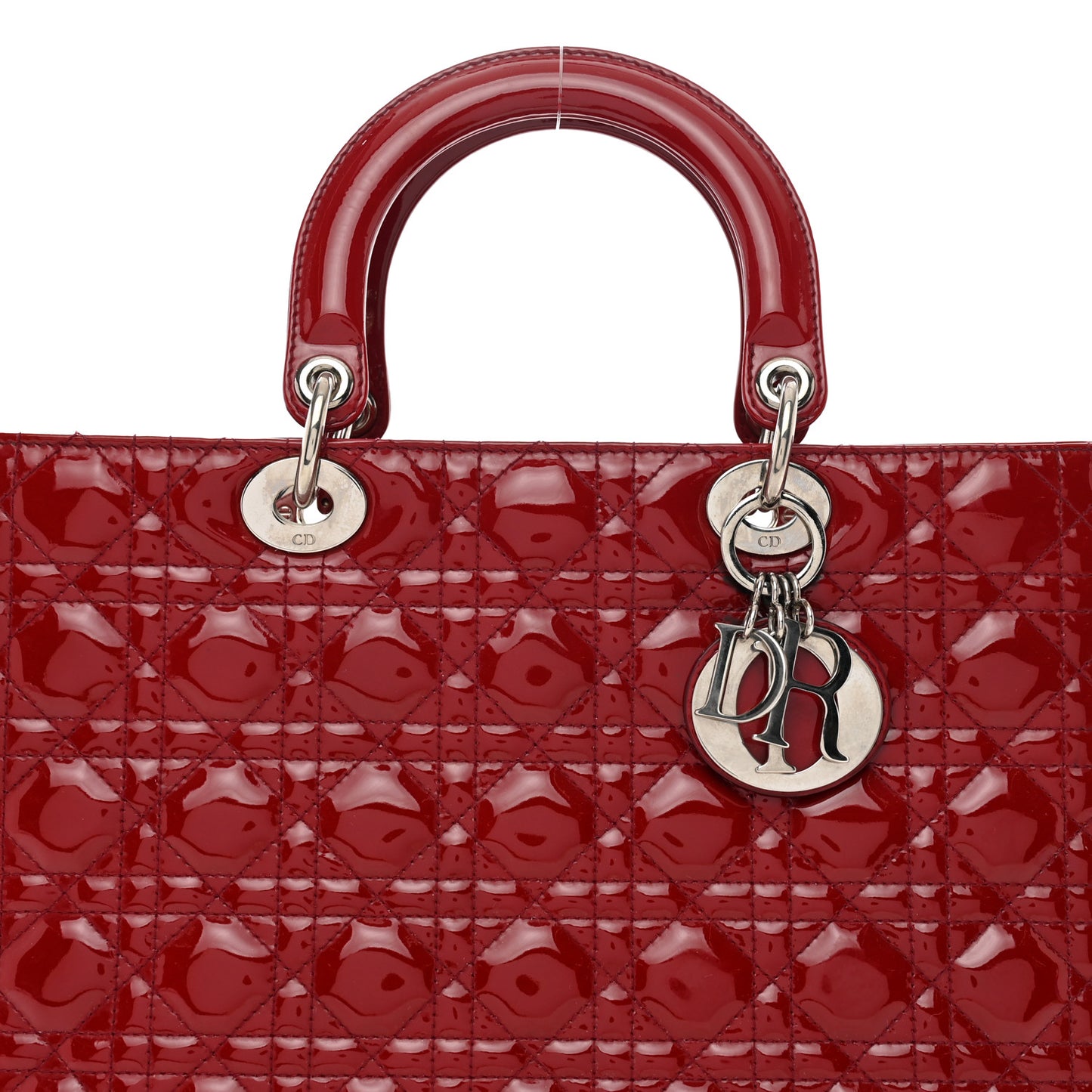 Patent Cannage Large Lady Dior Red
