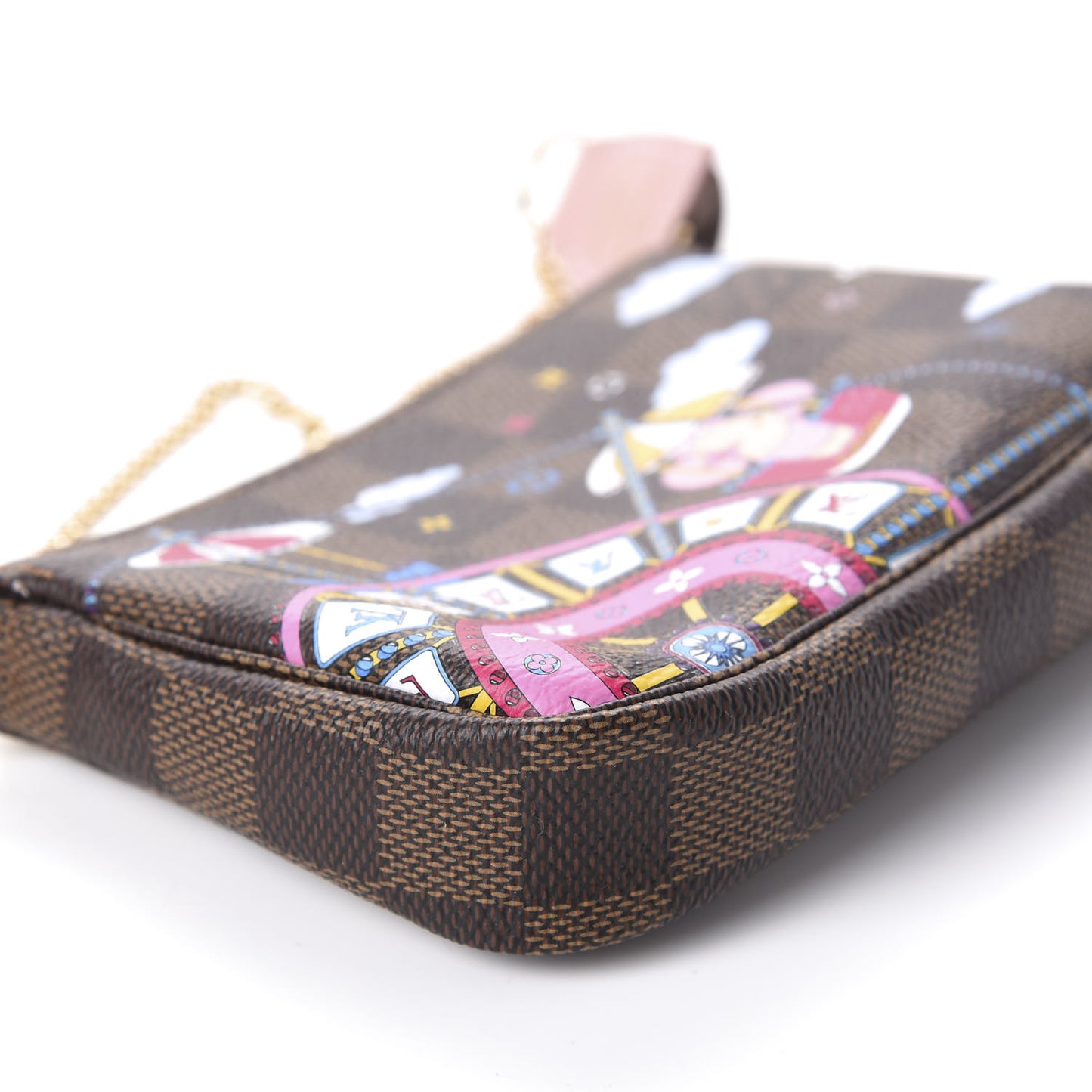 Damier Ebene 2020 Christmas Animation Big Wheel Mini Pochette Accessories Rose Ballerine