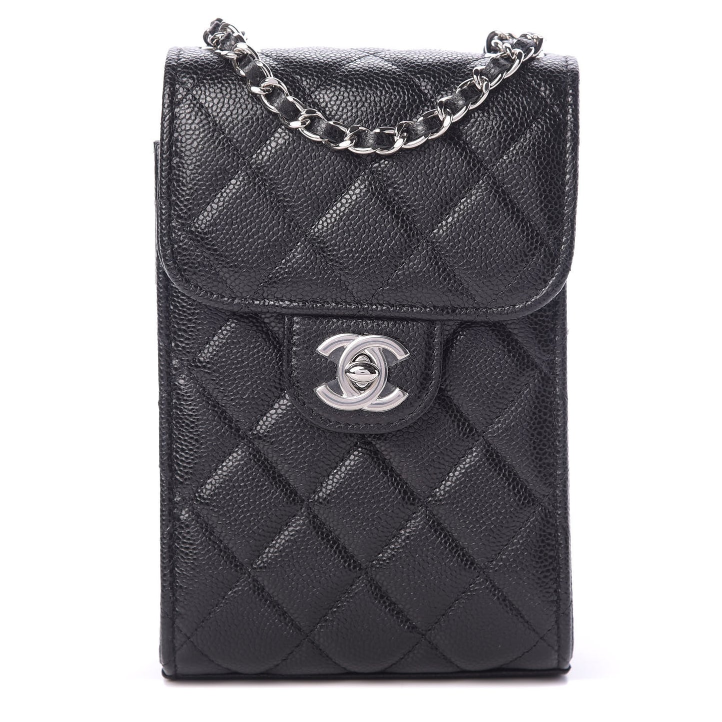 Caviar Quilted Classic Phone Holder Black