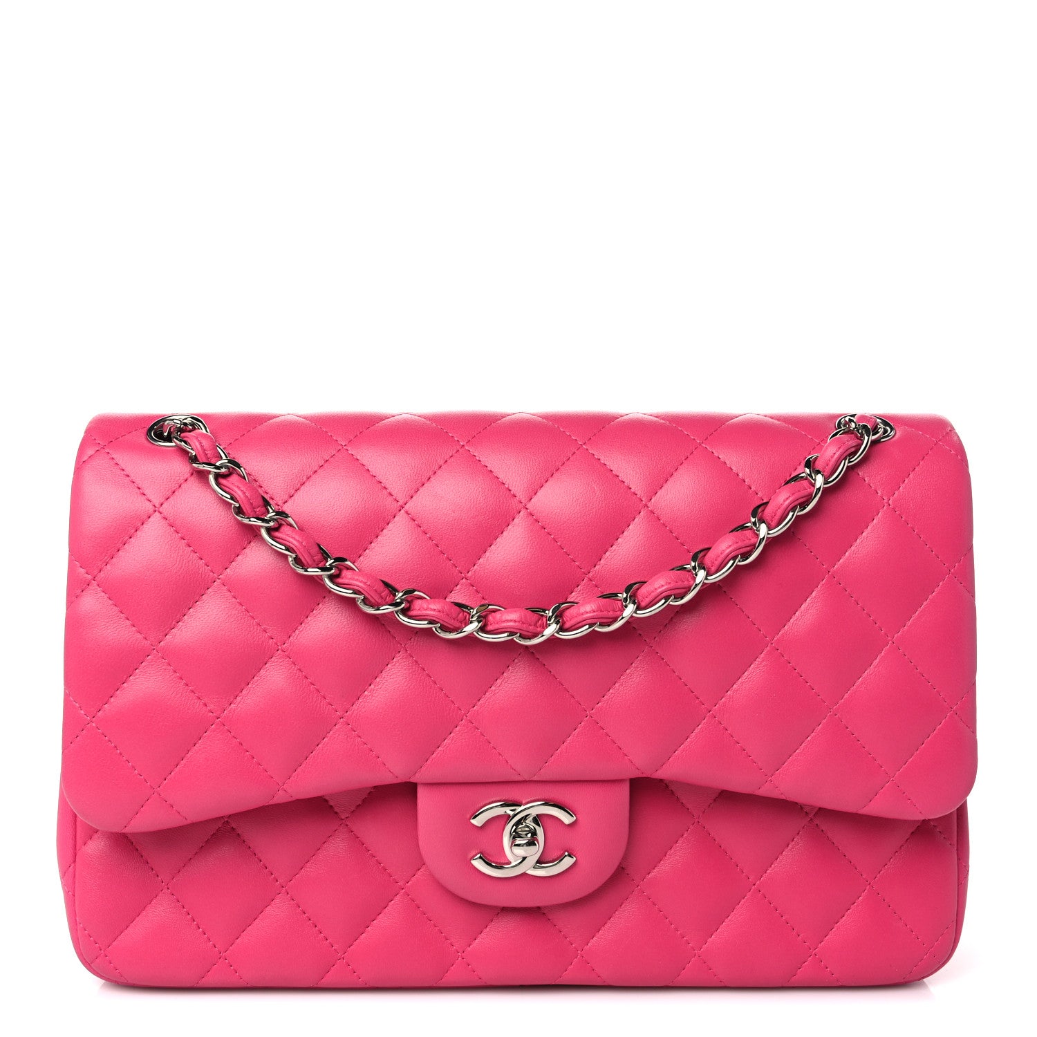 Chanel Lambskin Quilted Jumbo Double Flap Dark Pink 1 of 8