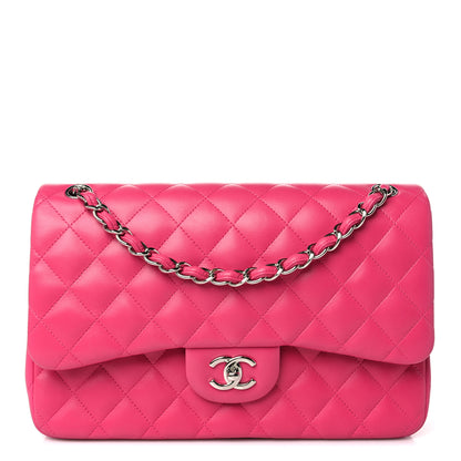 Chanel Lambskin Quilted Jumbo Double Flap Dark Pink 1 of 8