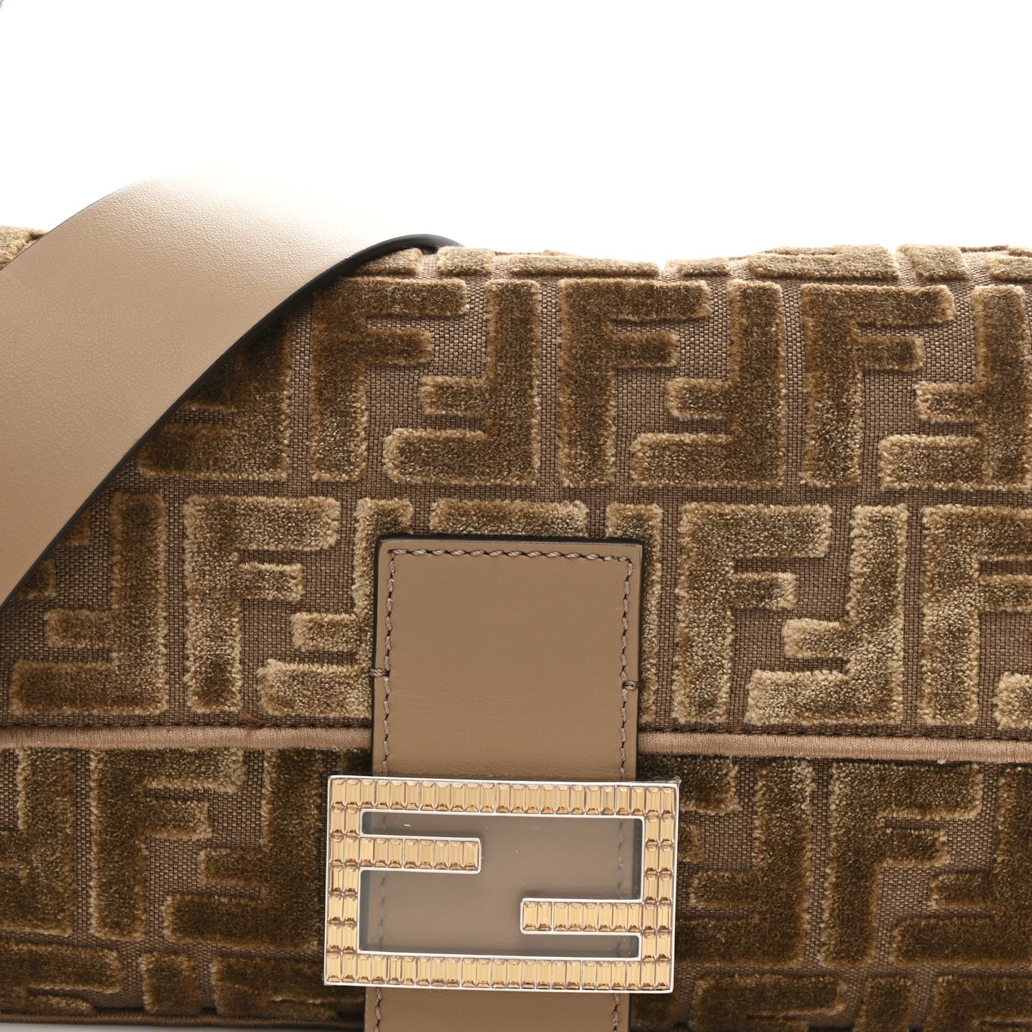 Velvet Jacquard Crystal FF Baguette Cappuccino