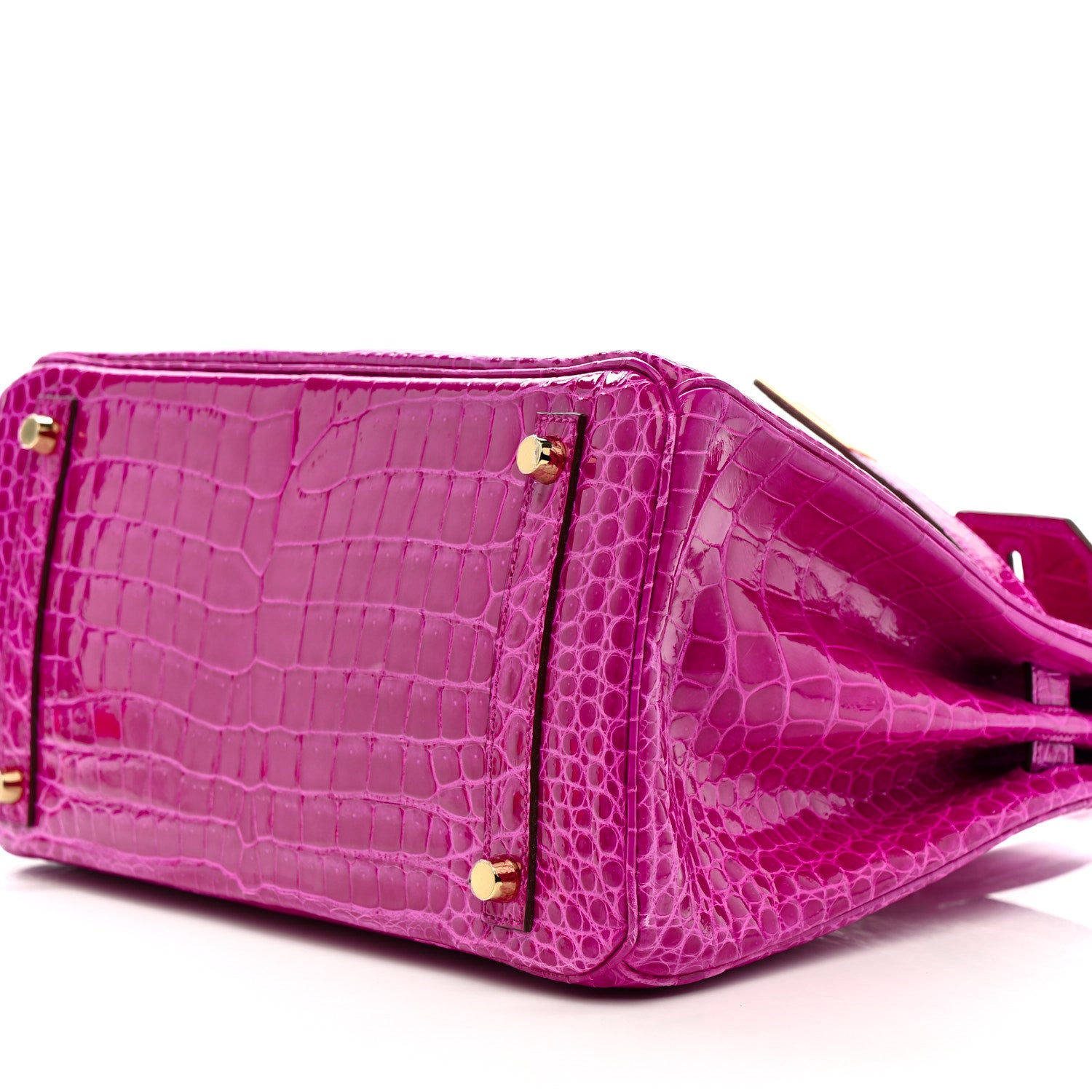 Hermes Shiny Porosus Crocodile Horseshoe Birkin 30 Rose Scheherazade 10 of 11