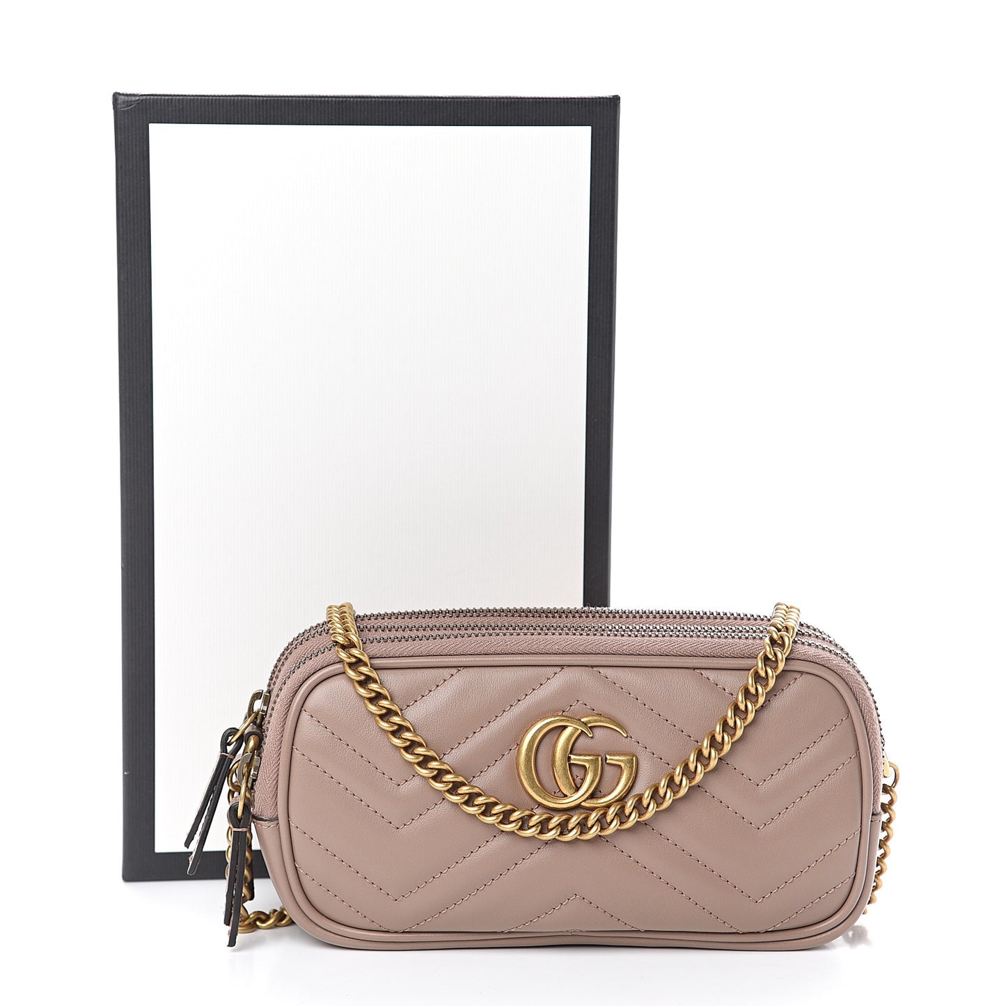 Calfskin Matelasse Mini GG Marmont Chain Crossbody Bag Porcelain Rose