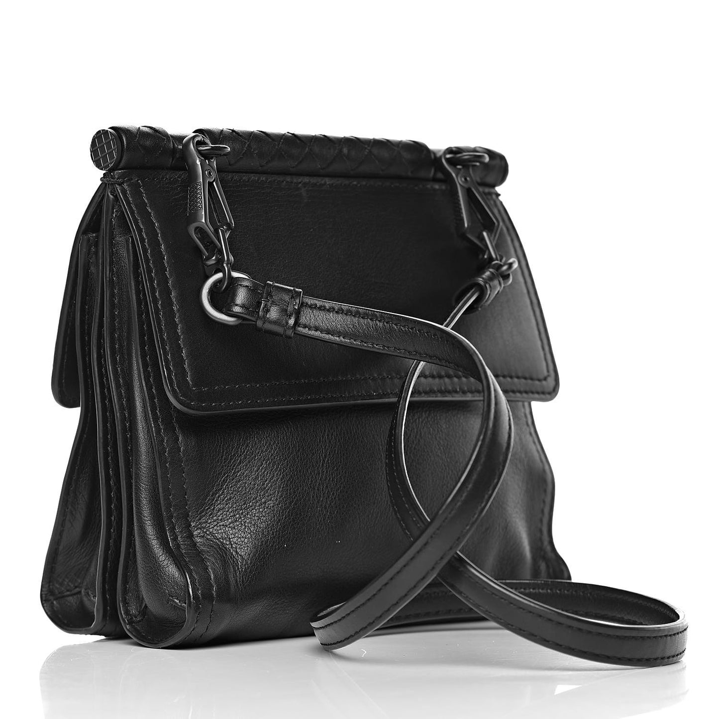Nappa Intrecciato Shoulder Bag Black