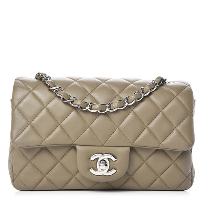 Chanel Lambskin Quilted Mini Rectangular Flap Khaki 1 of 16