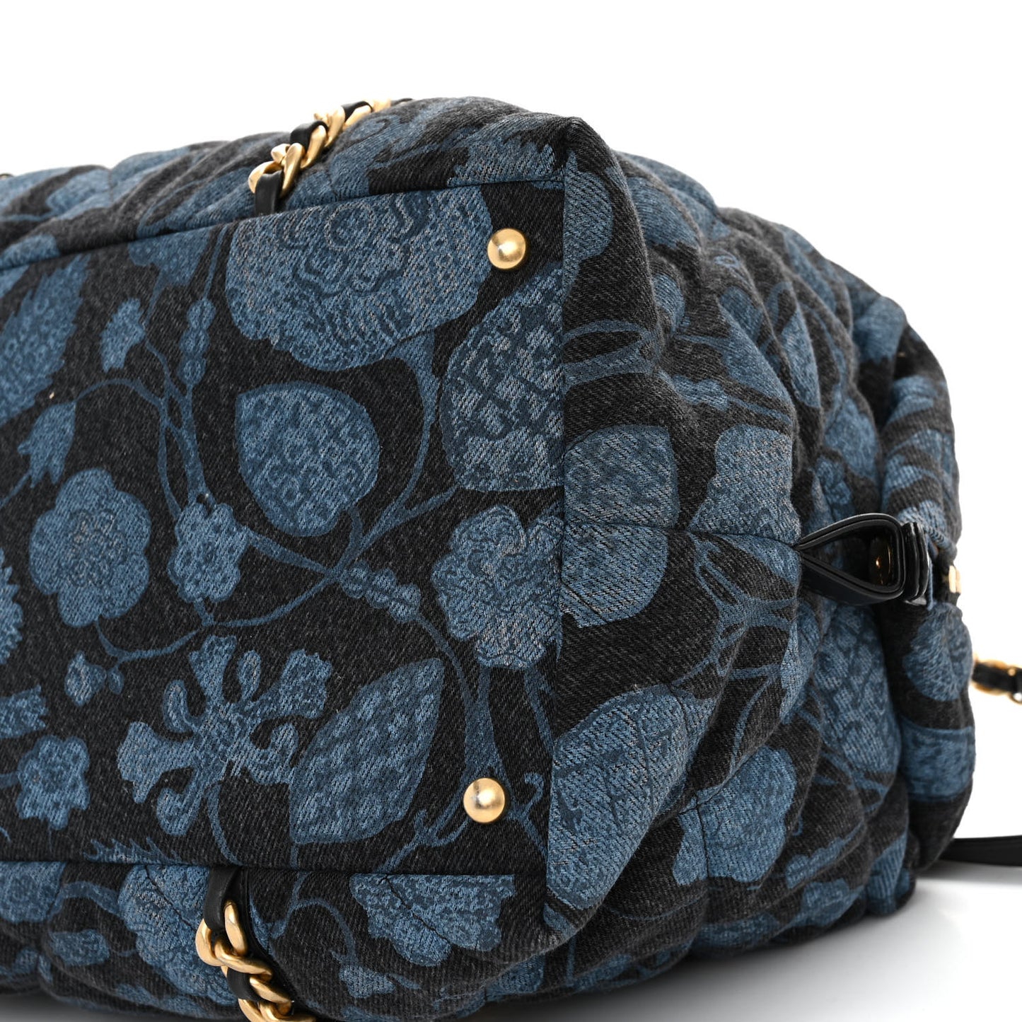 Denim Printed Destination Chenonceau Shoulder Bag Blue Black
