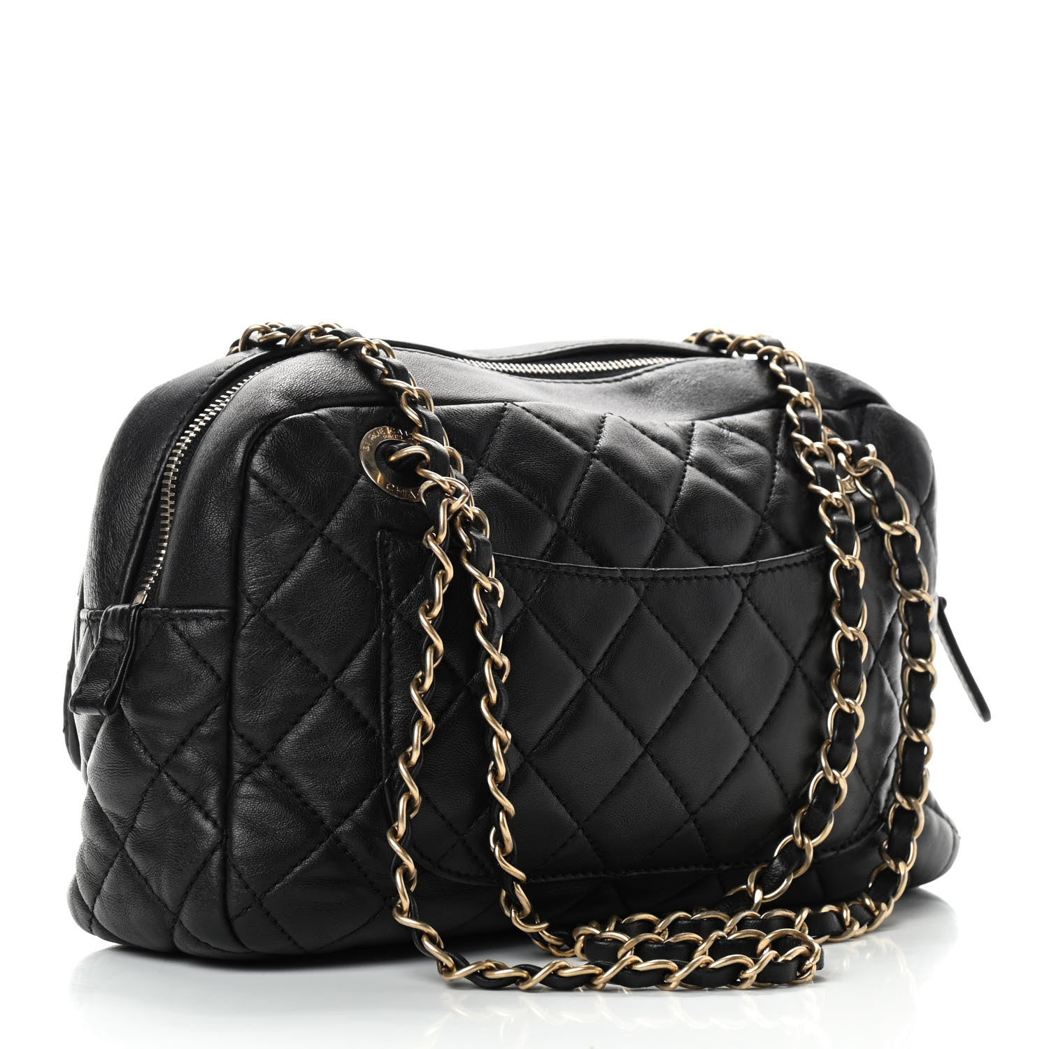 Chanel Lambskin Quilted Travel Flap Tote Black 2 of 8