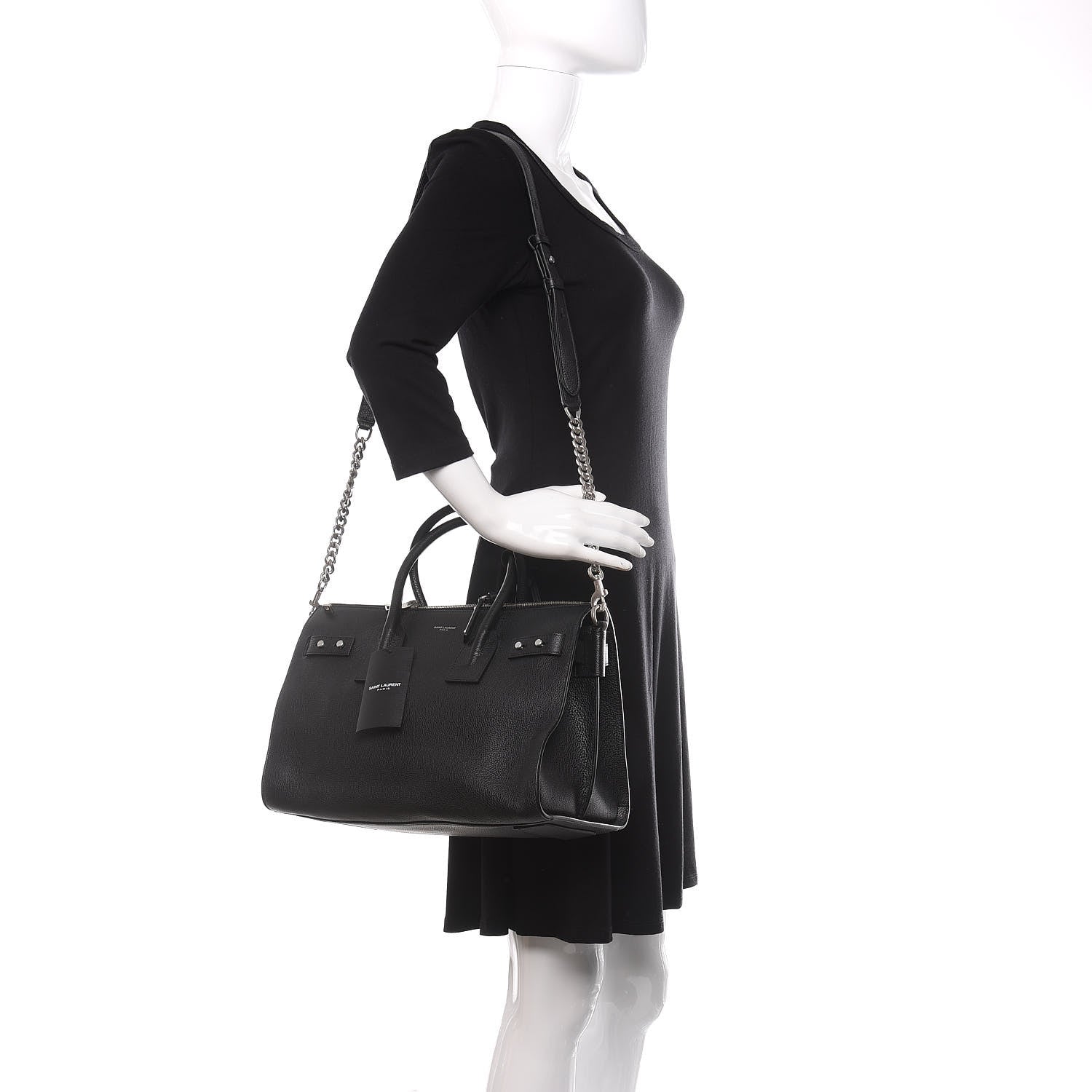 Saint Laurent Grained Calfskin Small Supple Sac De Jour Duffle Black 2 of 9