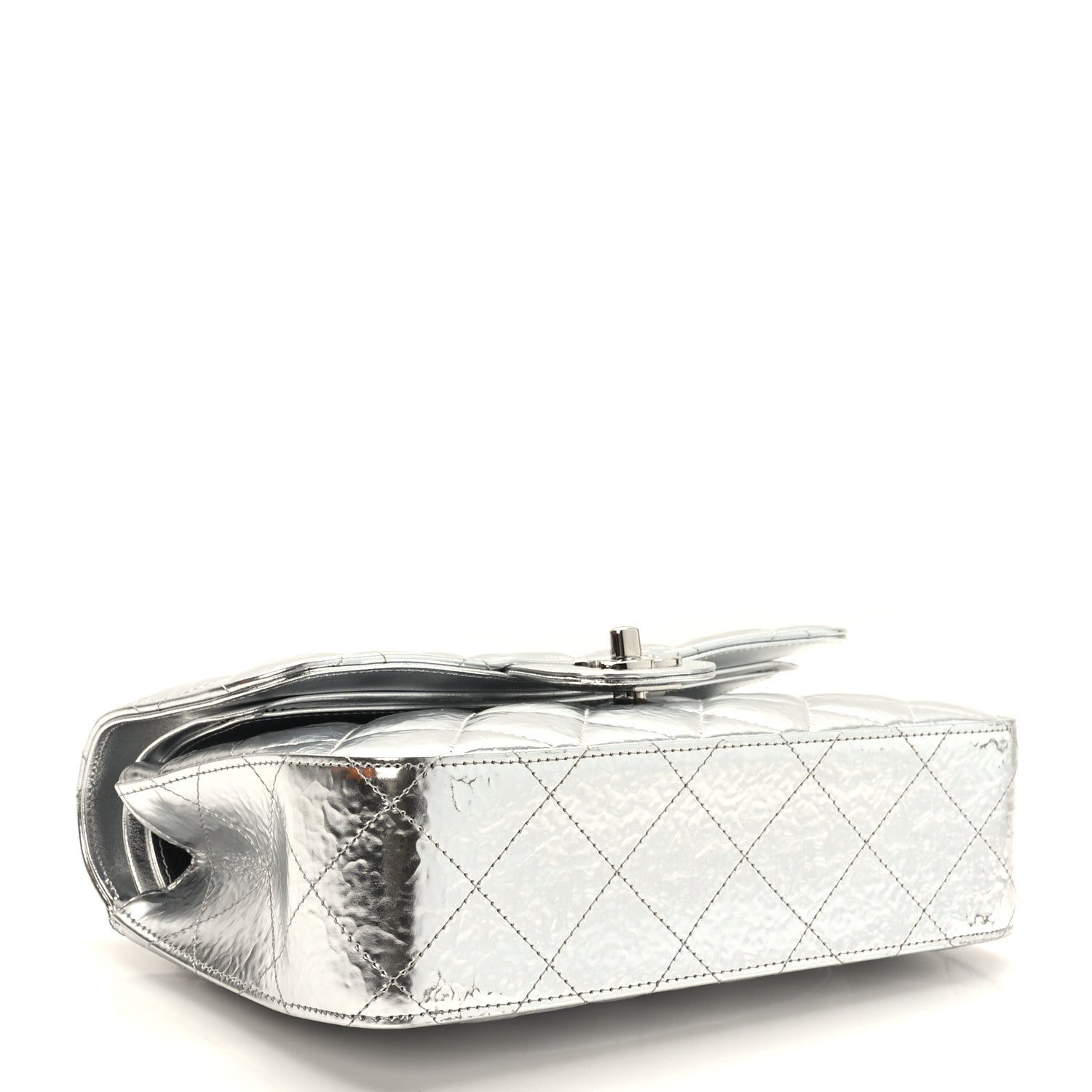 Chanel Hammered Metallic Calfskin Quilted Small Double Flap Silver 4 of 10