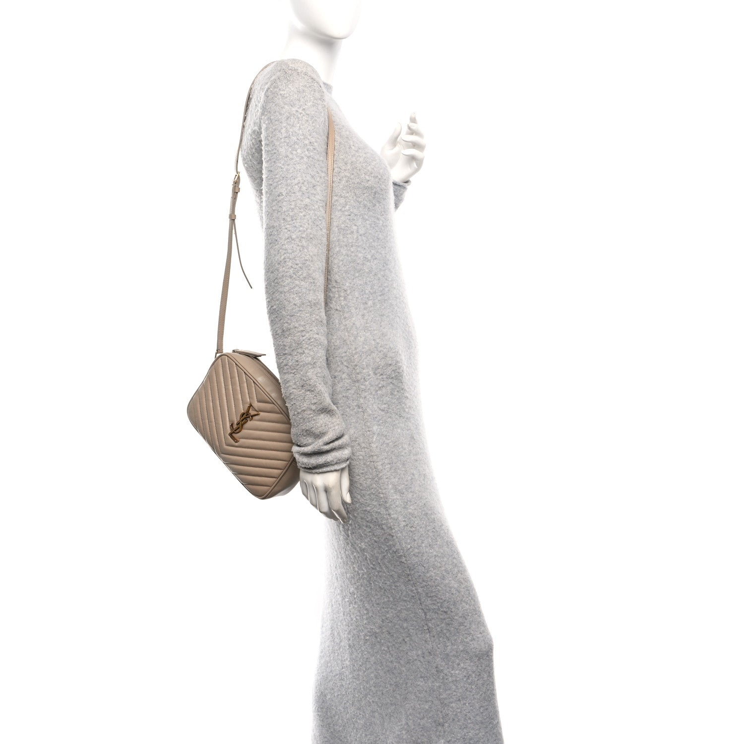 Saint Laurent Calfskin Matelasse Monogram Lou Camera Bag Dark Beige 2 of 10