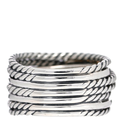 David Yurman Sterling Silver 18K Yellow Gold Double X Crossover Ring 52 6 3 of 4
